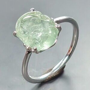 RING Carved Tourmaline 925 Size 7 CALMING!